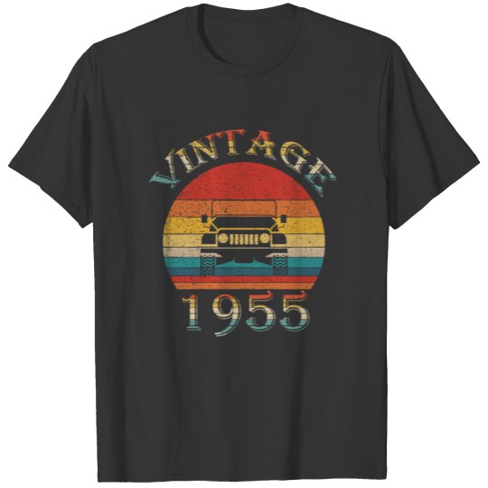 Vintage Jeeps Birthday 1955 Retro Sunset Dad Mom T Shirts