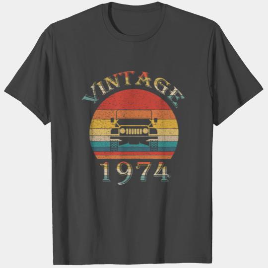 Vintage Jeeps Birthday 1974 Retro Sunset Dad Mom T Shirts