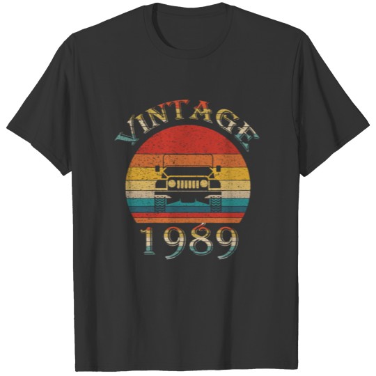 Vintage Jeeps Birthday 1989 Retro Sunset Dad Mom T Shirts