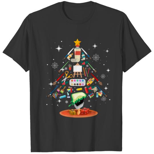 Art Christmas Tree Decor Art Teacher Ugly Artist T Shirts