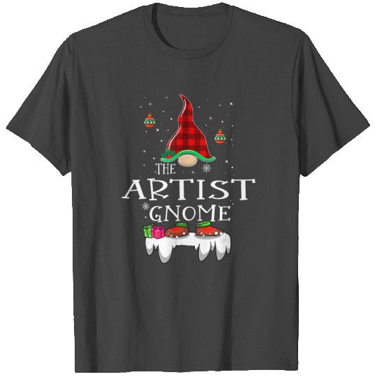 Artist Gnome Buffalo Plaid Matching Family Xmas T Shirts