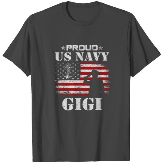 American Flag US Navy Proud Gigi Veterans Day Gift T Shirts