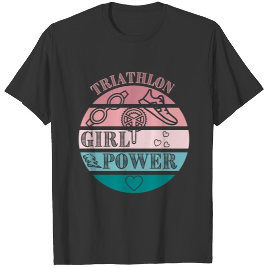 Triathlon - Girl Power - Vintage Sunset Doodle T-shirt