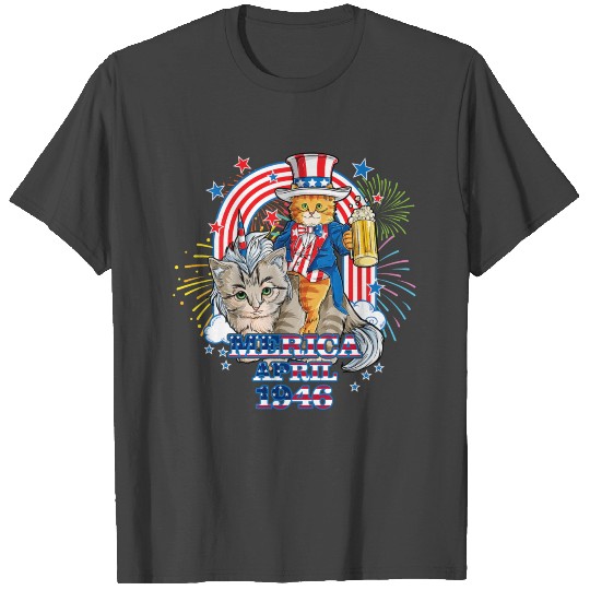 4th of July Caticorn Unicorn Meowica April 1946 T Shirts