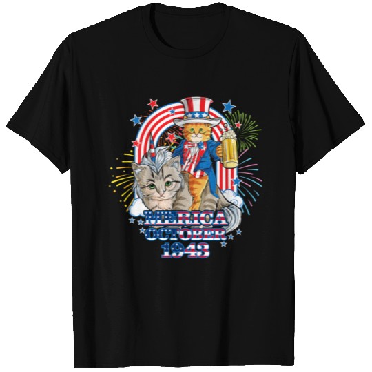 Cat 4th of July Caticorn Unicorn Meow October 1943 T Shirts