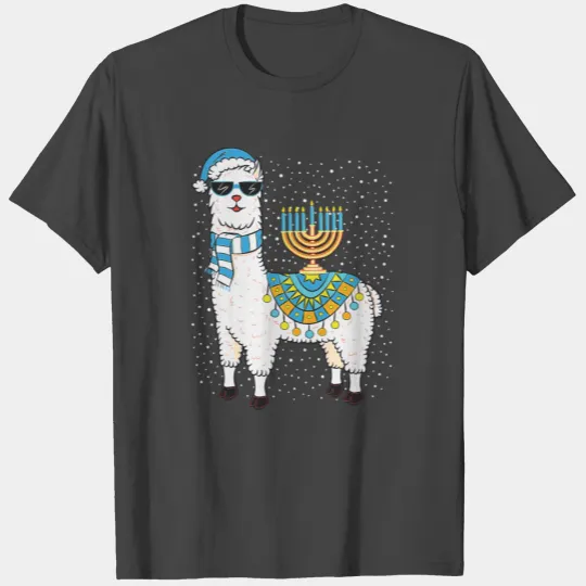 Menorah Hanukkah Llama Cute Alpaca Chanukah T Shirts