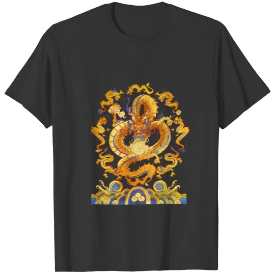 Chinese Golden Dragons Playing With Dragon Ball T Shirts
