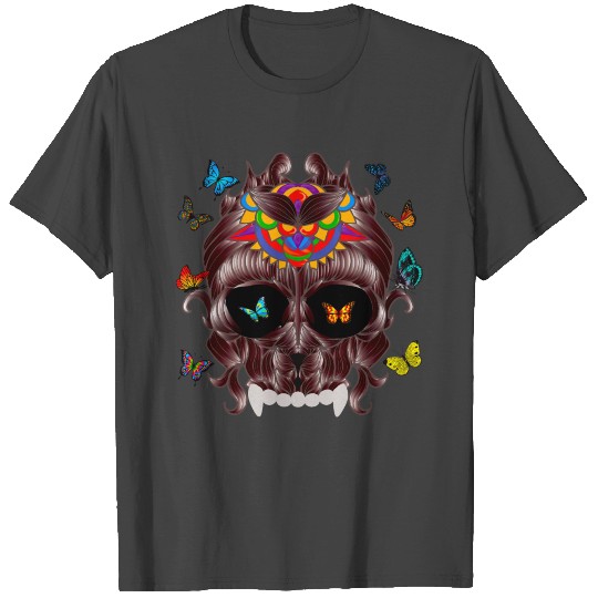 Totenkopf Schädel mit Schmetterlinge T Shirts