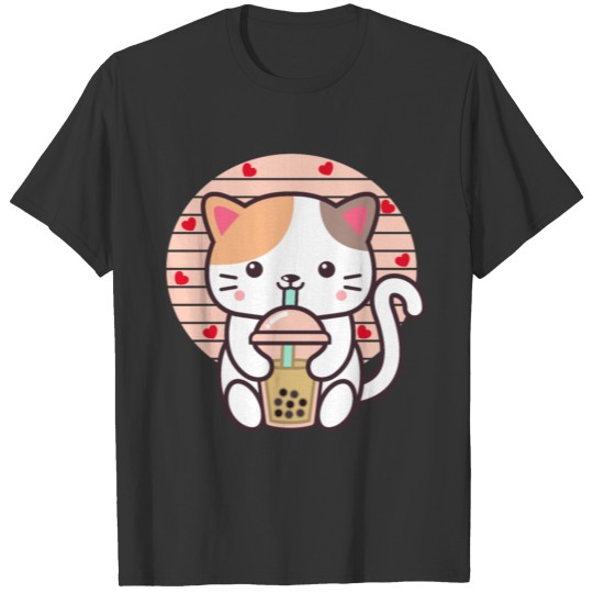 Cat Boba Tea Bubble Tea Kawaii Anime Japanese Neko T-shirt