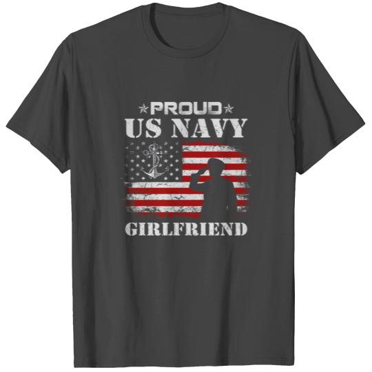 American Flag US Navy Proud Girlfriend T Shirts