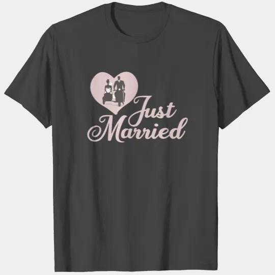 Just Married Honeymoon Bride Groom Matching Couple T Shirts