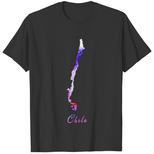 Chile - Colorful Watercolor Silhouette Map T-shirt
