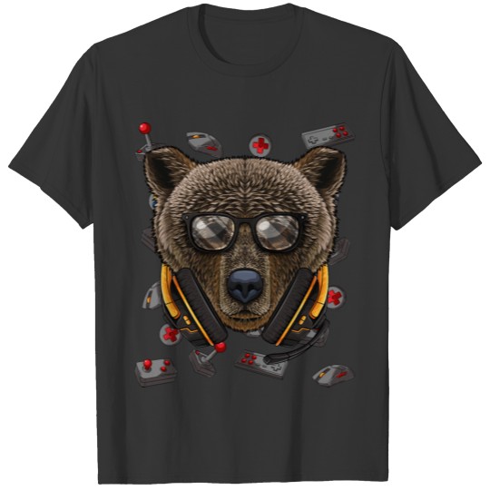 Gamer Bear Gaming Animal Video Game Player Boys Ki T-shirt