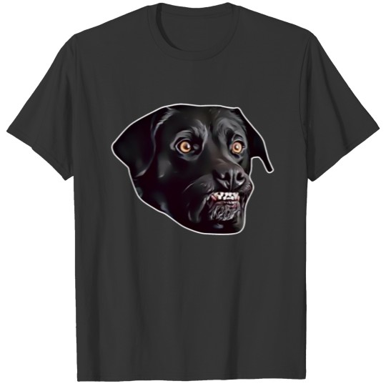 Angry Black Dog Face Cute Funny Meme T-shirt