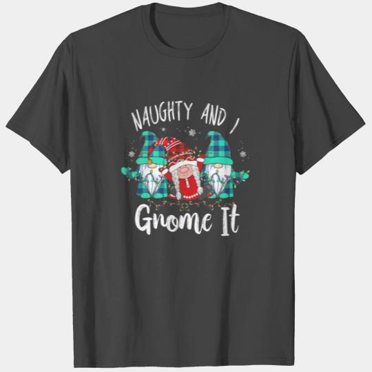 Naughty and I Gnome It Christmas Plaid Buffalo T Shirts