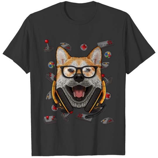Gamer Shiba Inu Gaming Dog Video Game Player Boys T-shirt