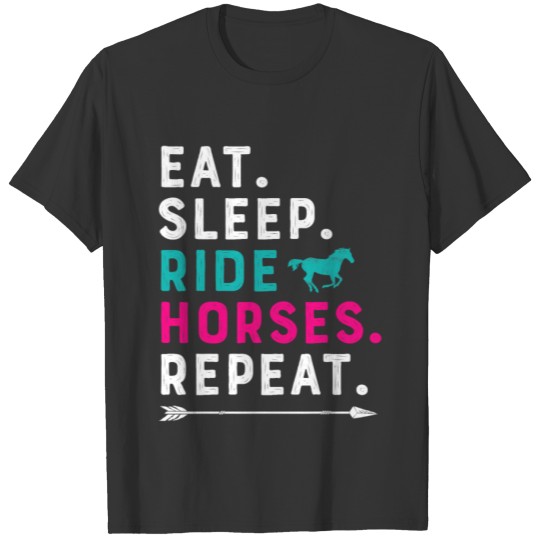 Horse Girl Eat Sleep Ride Horses Repeat Horseback T-shirt
