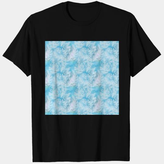 Blue Palm Leaves Batik Pattern T Shirts