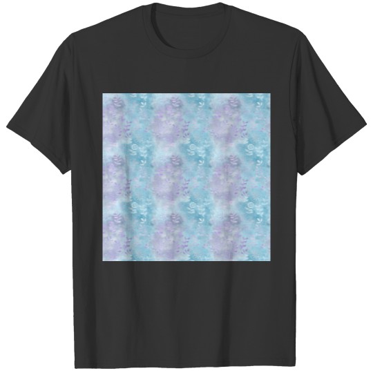 Blue Lilac Floral Pattern T Shirts