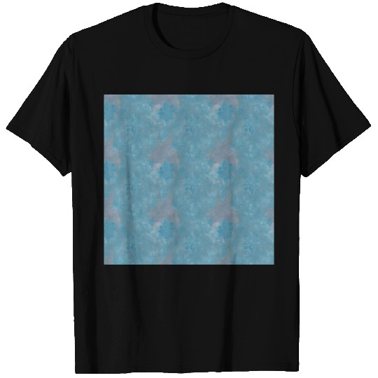 Blue Floral Leaves Batik Pattern T Shirts