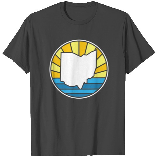 Retro Ohio Sunset 70s Stained Glass Design T Shirts