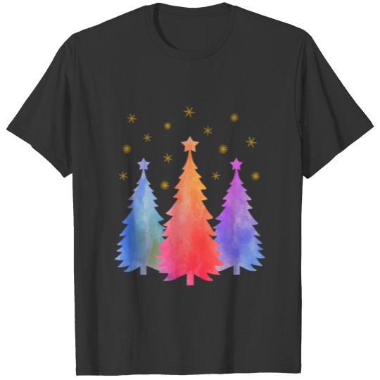 Festive Abstract Watercolor Christmas Trees T Shirts