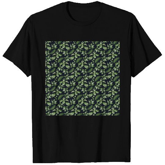 Tropical Rain Forest Leaves Pattern T Shirts