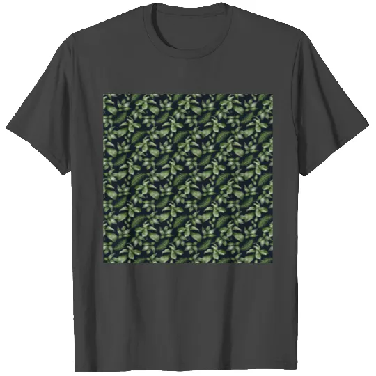 Tropical Rain Forest Leaves Pattern T Shirts