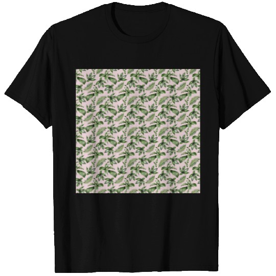 Tropical Rain Forest Leaves Pattern T Shirts