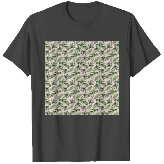 Tropical Rain Forest Leaves Pattern T Shirts