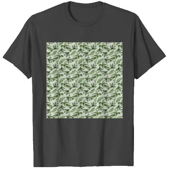 Tropical Rain Forest Leaves Pattern T Shirts