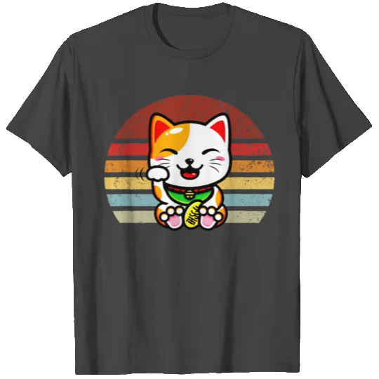 Vintage Japanese Lucky Cat Love r Dad Mom Boy T Shirts