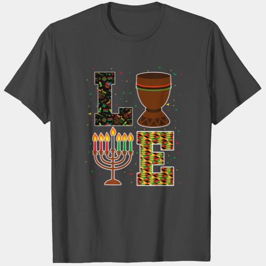 LOVE Happy Kwanzaa Decorations Unity Cup Kinara Ca T Shirts