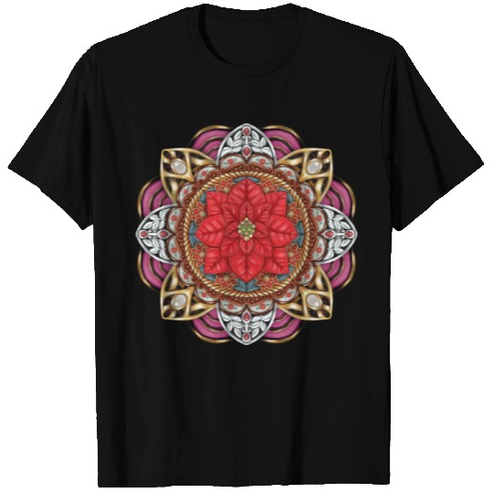 Poinsettia Mandala T Shirts