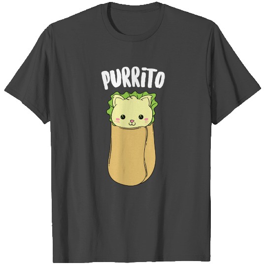 Purrito Kawaii Cat Rolled Burrito Addicts Gag Gift T Shirts