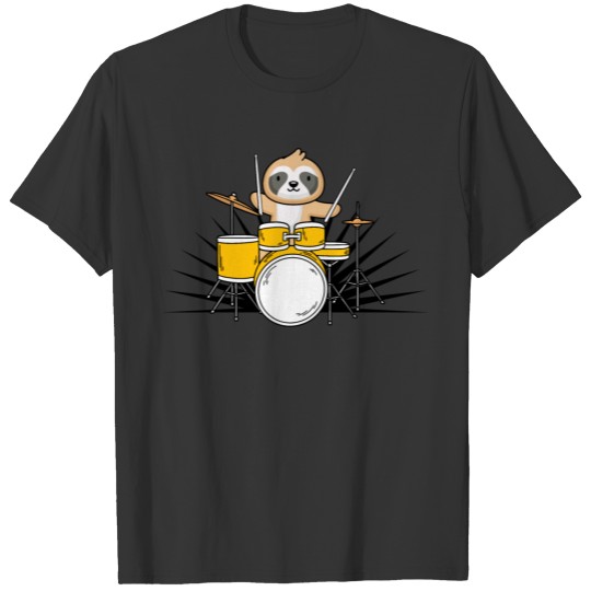 Sloth Drummer Graphic Drums Drumming Musician Rock T-shirt