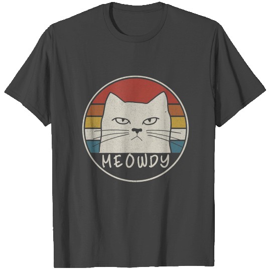 Retro Meowdy Funny Mashup Between Meow and Howdy C T Shirts