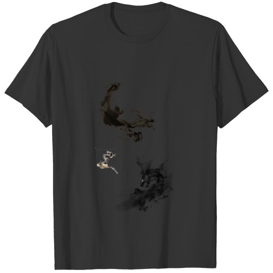 Chinese Dragon Printed With black smoke T Shirts