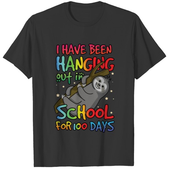 Days Of School 100th Day 100 Hanging Kawaii Sloth T-shirt