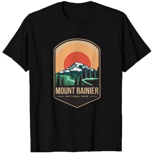 Mount rainier national park emblem patch logo T Shirts