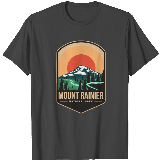 Mount rainier national park emblem patch logo T Shirts
