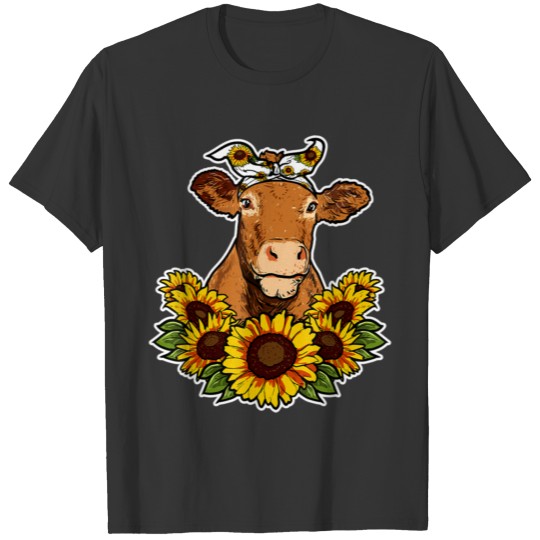 Cute Cow Farmer Gift Sunflower Decor Cow T Shirts