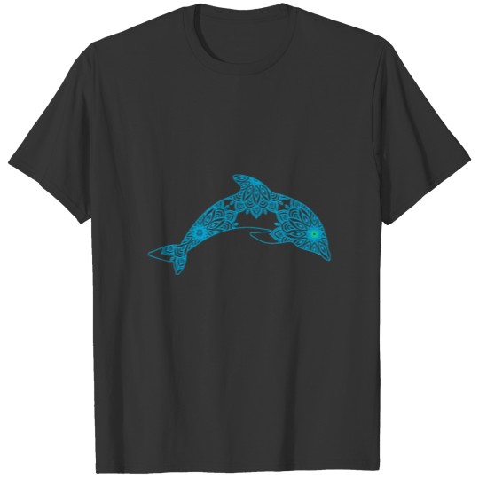 Animal Mandala Design Dolphin T-shirt
