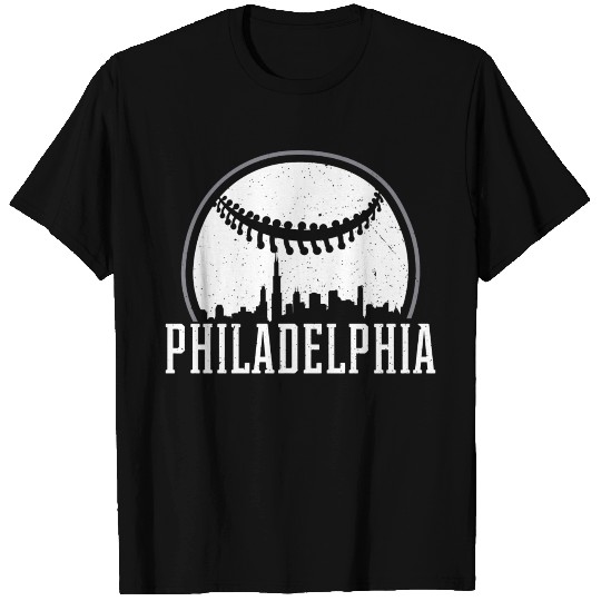 Philadelphia Cityscape Gift Design Retro Baseball T Shirts