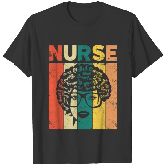 Black Woman Nurse Afro Retro Black History Month G T Shirts