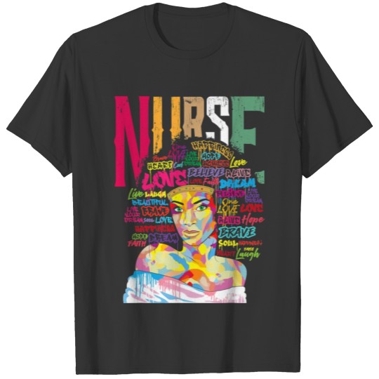 Black Woman Nurse Afro Retro Cool Black History Mo T Shirts