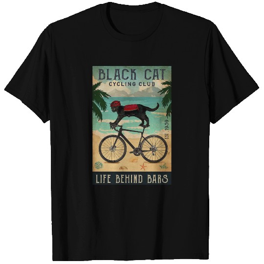 Cycling Club Black Cat T Shirts