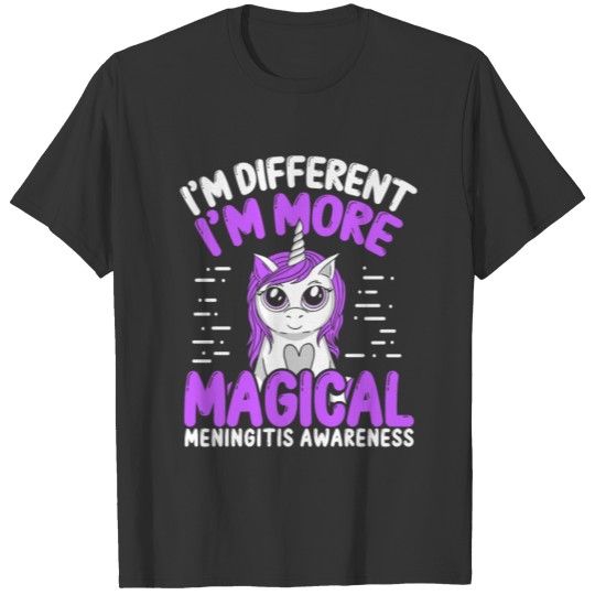 Meningitis Awareness Unicorn Purple Ribbon T Shirts