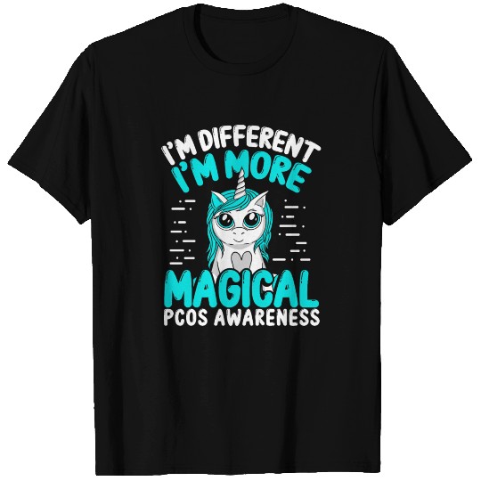 PCOS Awareness Unicorn Teal Ribbon T Shirts