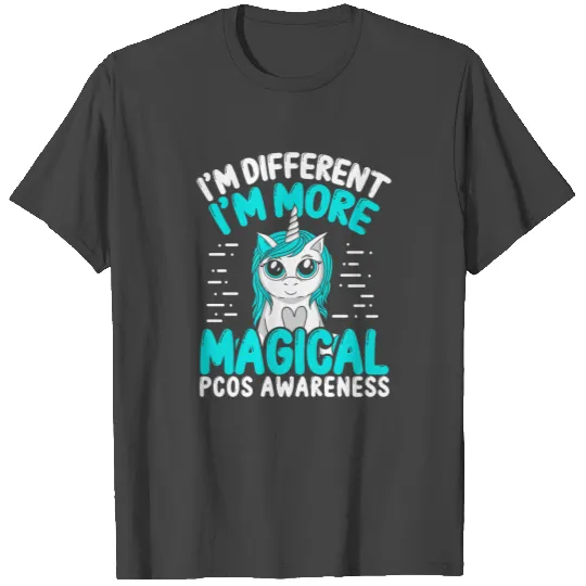 PCOS Awareness Unicorn Teal Ribbon T Shirts